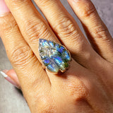 Labradorite peacock 925 sz7.5 ring