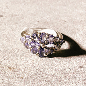 Multi Tanzanite floral 925 s6.25 ring