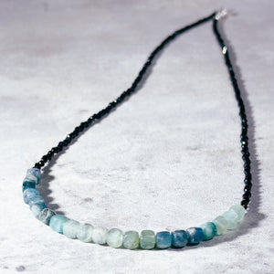 Faceted black spinel grandidierite 925 necklace