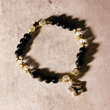 Obsidian star charm stretch bracelet