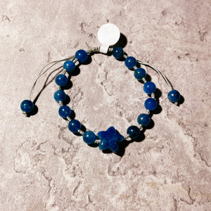 Blue apatite star/moon adjustable bracelet