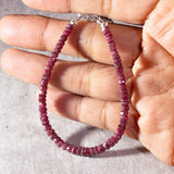 Faceted Ruby rondelle 925 bracelet