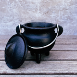 Black cast iron cauldron