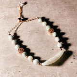 Rose gold bamboo charm jade adjustable bracelet