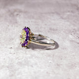 Floral amethyst peridot 925 sz7 ring