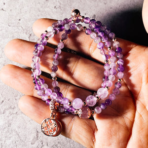 Amethyst charm wrap adjustable bracelet