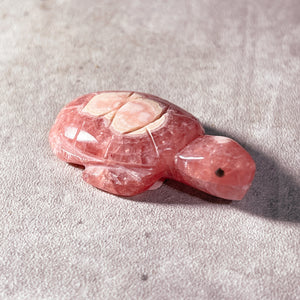 Rhodochrosite turtle carving