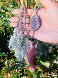 Labradorite Indian head carving mala #2