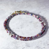 Faceted multi spinel round  gold filled necklace