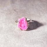 Pink agate druzy 925 sz10.5 ring