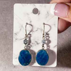 Blue apatite blue topaz 925 dangles