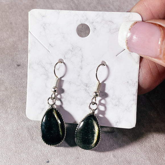 Gold sheen obsidian teardrop dangles