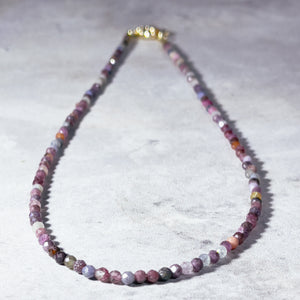 Faceted multi spinel round  gold filled necklace