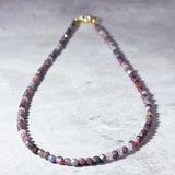 Faceted multi spinel round  gold filled necklace