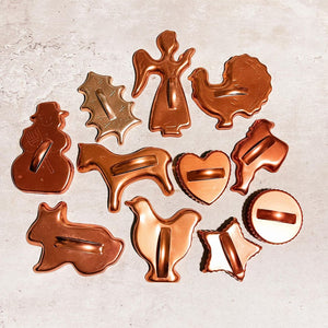 Vintage copper cookie cutter set