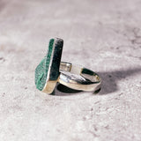 Druzy Malachite 925 sz7 ring