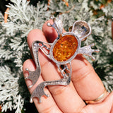 Baltic amber frog pendant