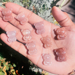 Sunstone in moonstone teddy bear carvings