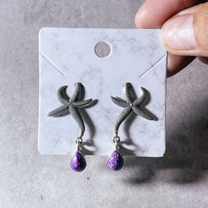 Charoite starfish 925 studs