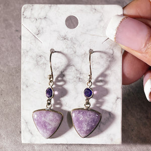 Lepidolite amethyst 925 dangles