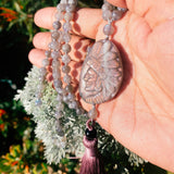 Labradorite Indian head carving mala #2