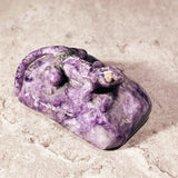 Charoite lizard carving