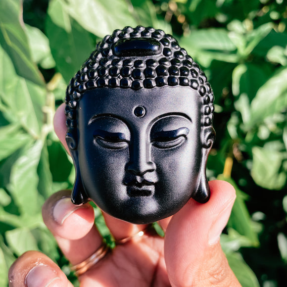 Obsidian Buddha head pendant