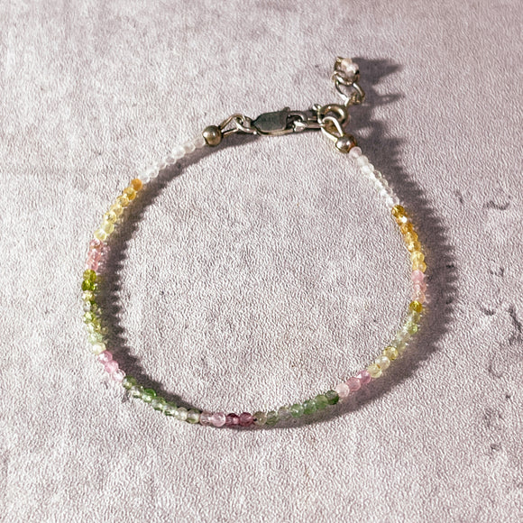 Faceted multi tourmaline 925 bracelet