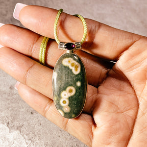 Ocean jasper garnet 925 pendant