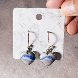 Blue scheelite heart 925 dangles