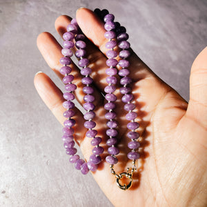 Lepidolite silk knot necklace