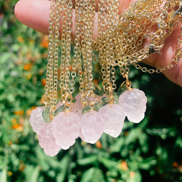 Rose quartz grapes necklace