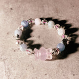 Morganite RQ bunny charm stretch bracelet