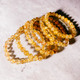 Gold rutile quartz stretch bracelet
