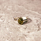 Green Baltic Amber 925 ring