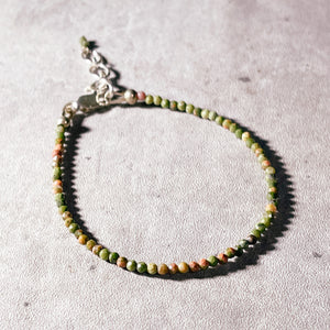 Faceted unikite 925 bracelet