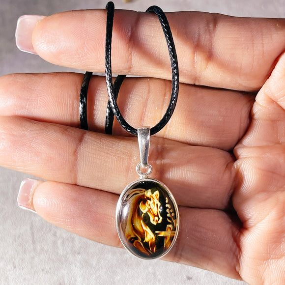 Baltic Amber horse 925 pendant