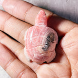 Rhodochrosite turtle carving