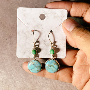 Green Mohave & blue turquoise 925 dangles #2