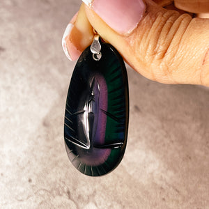 Obsidian Virgin Mary 925 pendant #J