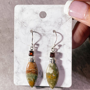 Rocky butte picture jasper garnet 925 dangles