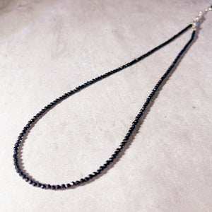 Faceted ink sapphire round 925 necklace