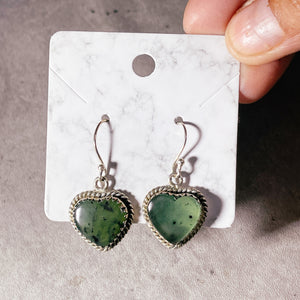 Canadian nephrite jade heart 925 dangles