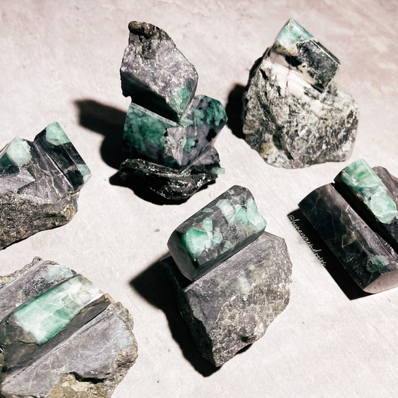 Rough faceted Emerald specimen