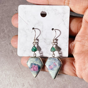 Emerald Ruby fuchsite 925 dangles