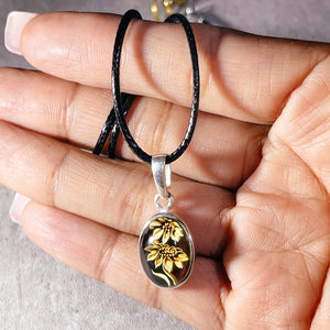 Baltic Amber floral 925 pendant