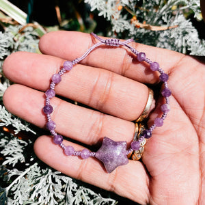 Lepidolite star adjustable bracelet