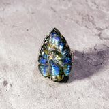 Labradorite peacock 925 sz7.5 ring