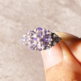 Multi Tanzanite floral 925 s6.25 ring