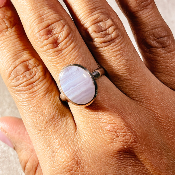 Blue lace agate 925 sz9.25 ring